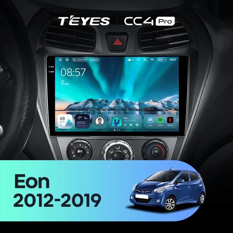Штатная магнитола Teyes CC4 Pro 12/256 Hyundai Eon (2012-2019)