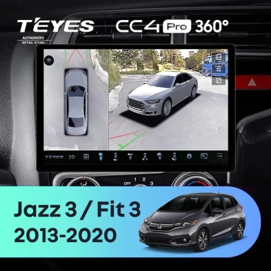 Штатная магнитола Teyes CC4 Pro 360 12/256 Honda Fit 3 GP GK (2013-2020) Тип-B Правый руль (13")